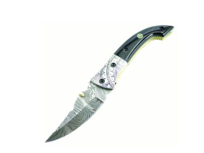 8″ Damaleaf Folding Knife – Horn Handle