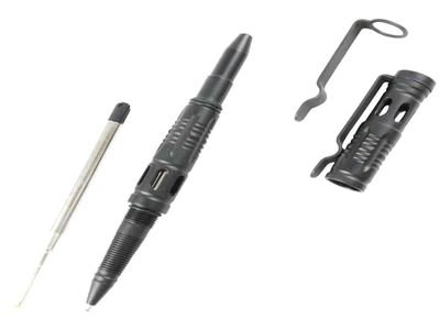 5.75″ BlackSteel Tactical Pen – Clip Hole (Black)