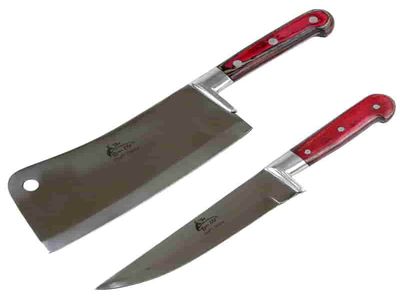 2 Pc Kitchen Set, Multi Wood Handle,  10″ Knife, 11″ Toka